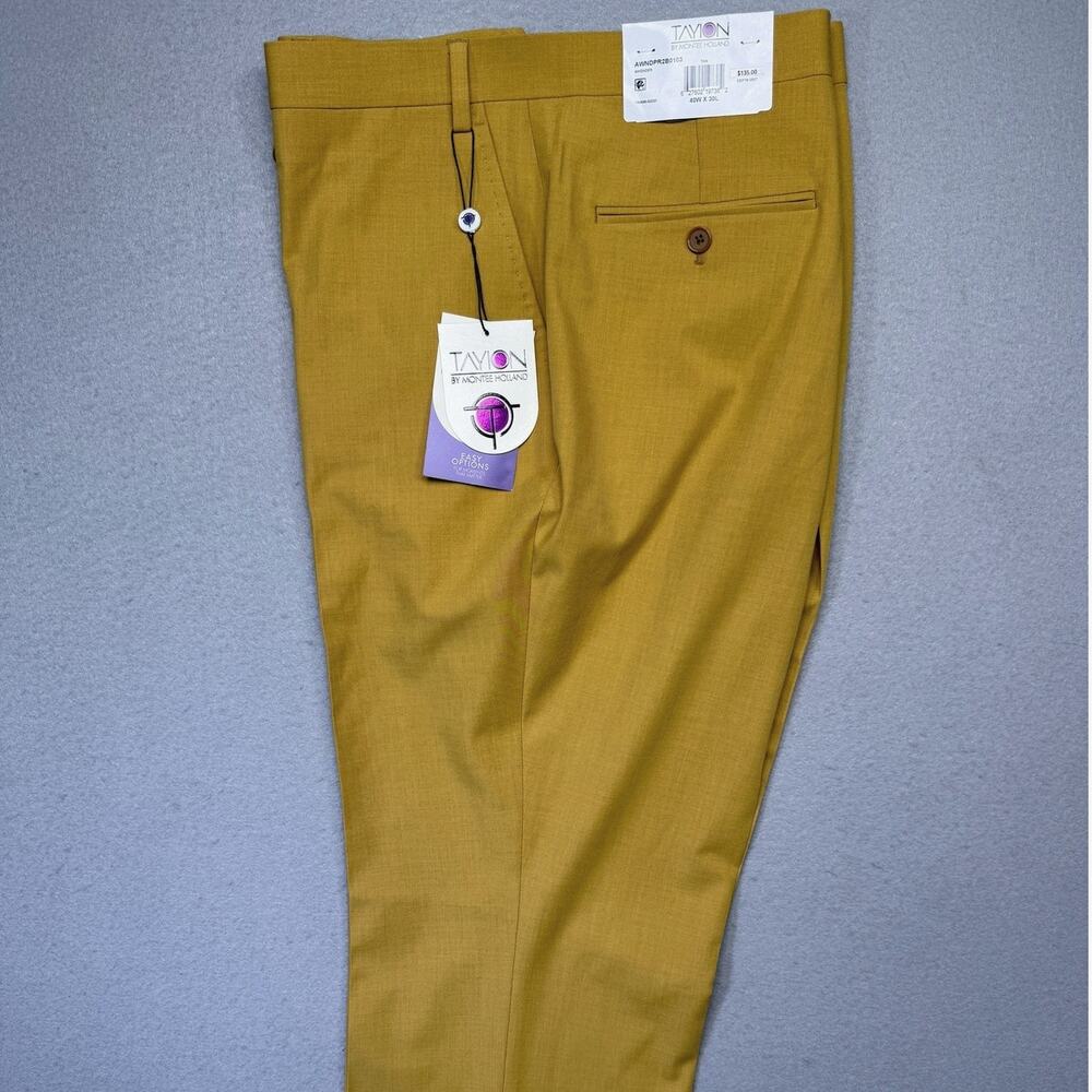 Tayion Collection Men's Classic-Fit Solid Suit Pants Gold/tan 40x30 $135